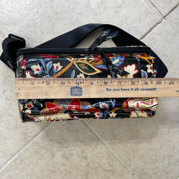 Vera Bradley Mini Cooler Floral Black Insulated Coated Lunch Bag Sack Zipper - Picture 15 of 15